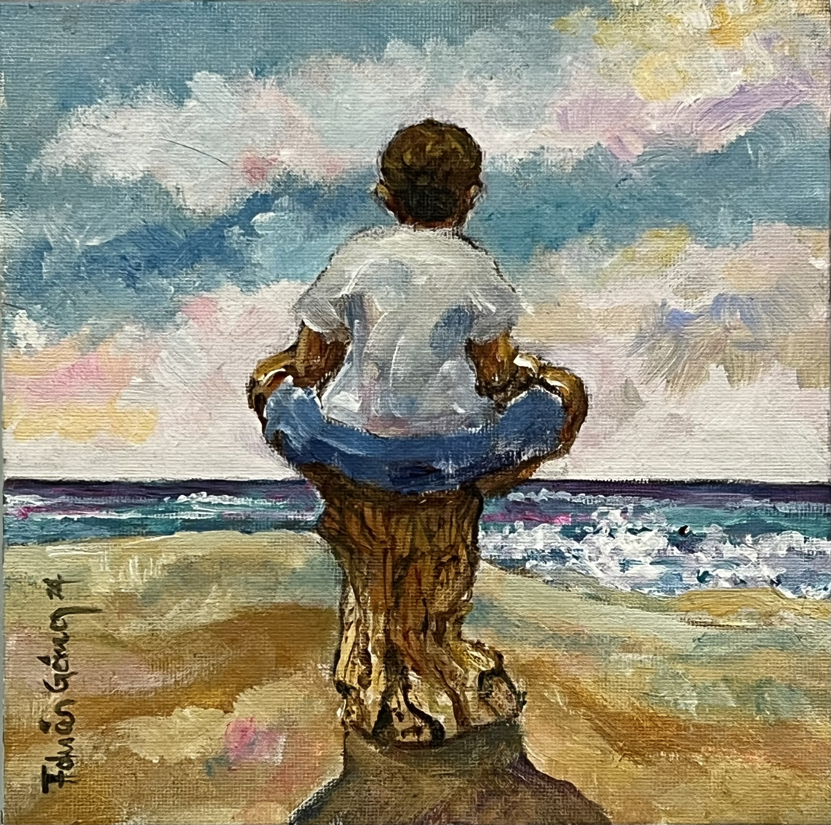 Niño Viendo el Mar por Adrián Gómez