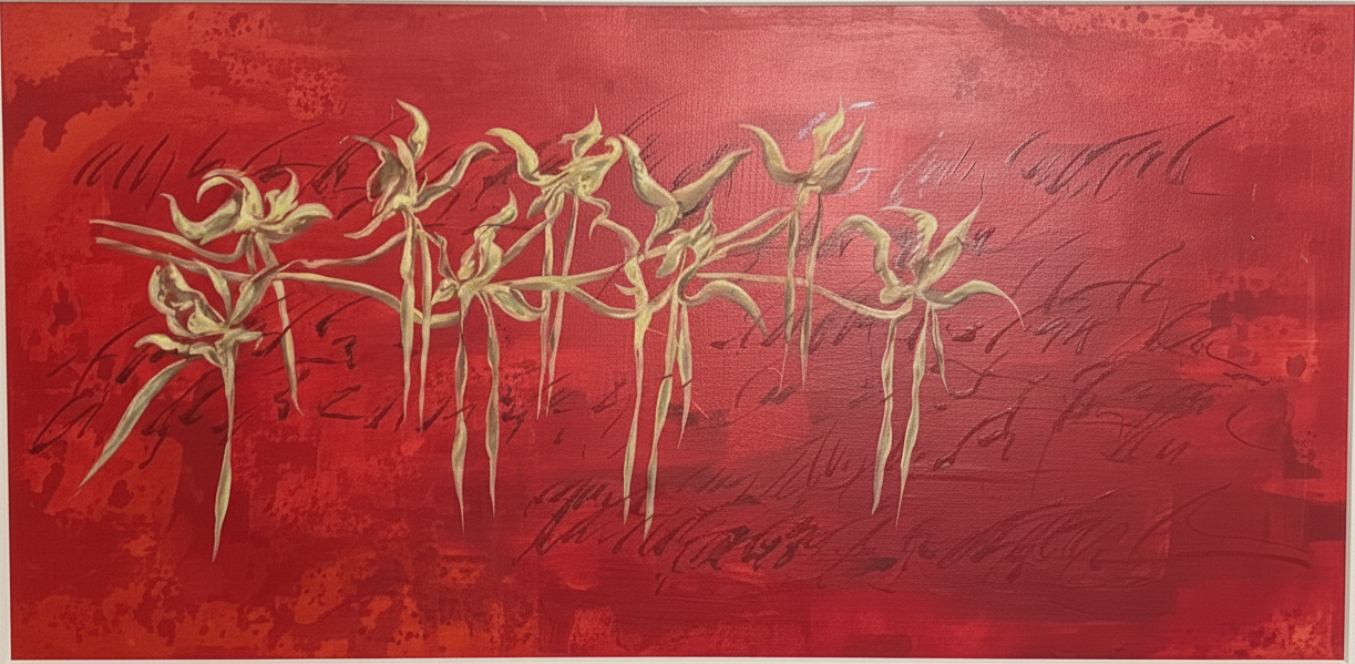 Orquídea Blanca fondo Rojo por Guillermo Conte